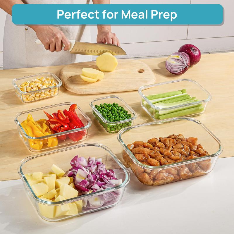 Stackable Glass Food Storage Set for Kitchen